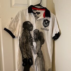 Graphic Akoo Polo Shirt with Black and White Design